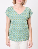 T-shirt coton bio col V imprimé La Fiancée