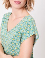 T-shirt coton bio col V imprimé La Fiancée