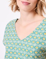 T-shirt coton bio col V imprimé La Fiancée