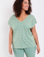 T-shirt coton bio col V imprimé La Fiancée