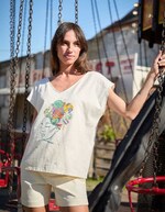 T-shirt coton bio col V imprimé La Fiancée