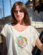 T-shirt coton bio col V imprimé La Fiancée