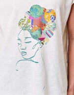 T-shirt coton bio col V imprimé La Fiancée