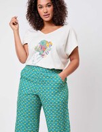 T-shirt coton bio col V imprimé La Fiancée