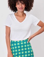 T-shirt coton bio col tressé imprimé La Fiancée
