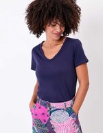 T-shirt coton bio col tressé imprimé La Fiancée