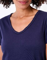 T-shirt coton bio col tressé imprimé La Fiancée