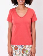 T-shirt coton bio col tressé imprimé La Fiancée