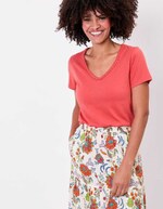 T-shirt coton bio col tressé imprimé La Fiancée