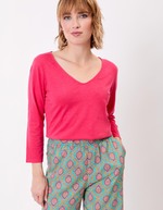 T-shirt uni manches 3/4 coton bio imprimé La Fiancée