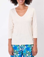 T-shirt uni manches 3/4 coton bio imprimé La Fiancée