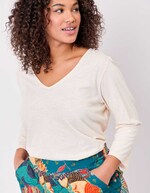 T-shirt uni manches 3/4 coton bio imprimé La Fiancée