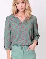 Blouse fluide col tunisien imprimé La Fiancée