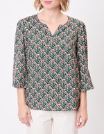 Blouse fluide col tunisien imprim&eacute; La Fianc&eacute;e