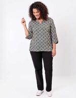 Blouse fluide col tunisien imprim&eacute; La Fianc&eacute;e