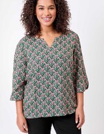 Blouse fluide col tunisien imprim&eacute; La Fianc&eacute;e