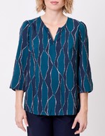 Blouse fluide col tunisien imprimé La Fiancée
