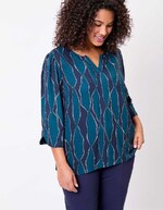 Blouse fluide col tunisien imprimé La Fiancée