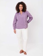 Blouse coton bio rayée manches longues imprimé La Fiancée
