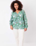 Blouse coton ample à manches longues imprimé La Fiancée