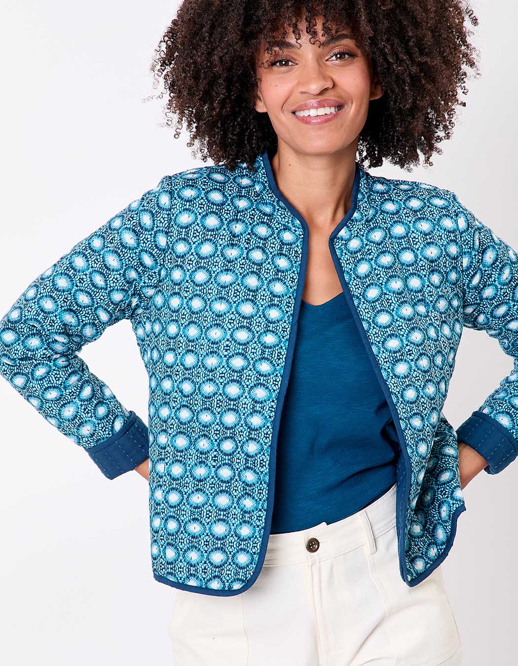 Veste matelassée réversible coton bio imprimé La Fiancée