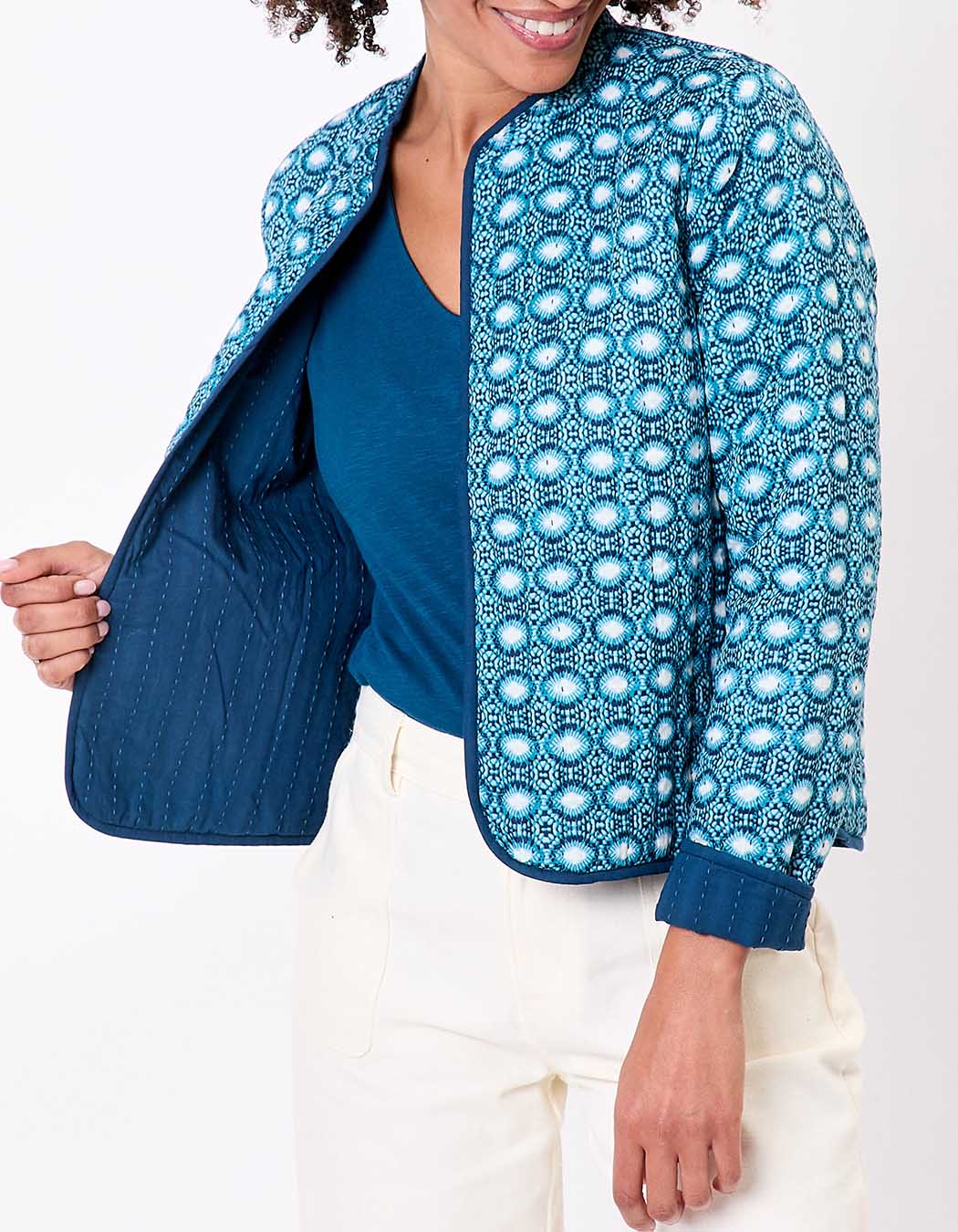 Veste matelassée réversible coton bio imprimé La Fiancée