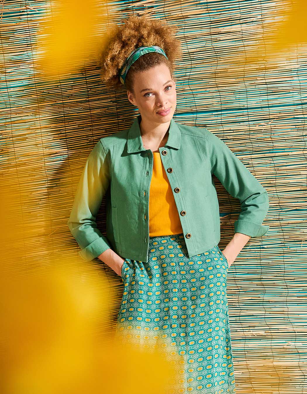 Veste courte en coton bio imprimé La Fiancée