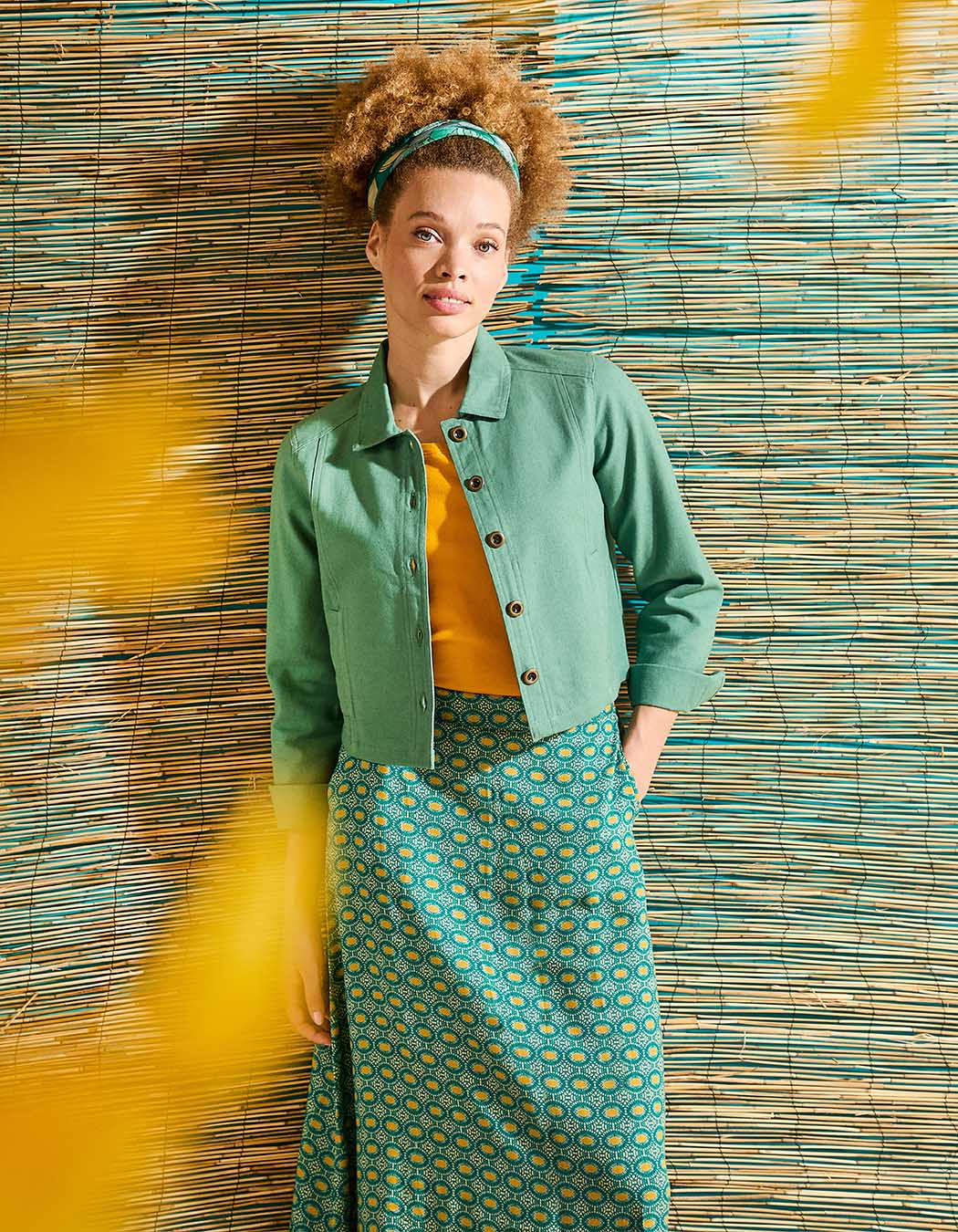 Veste courte en coton bio imprimé La Fiancée