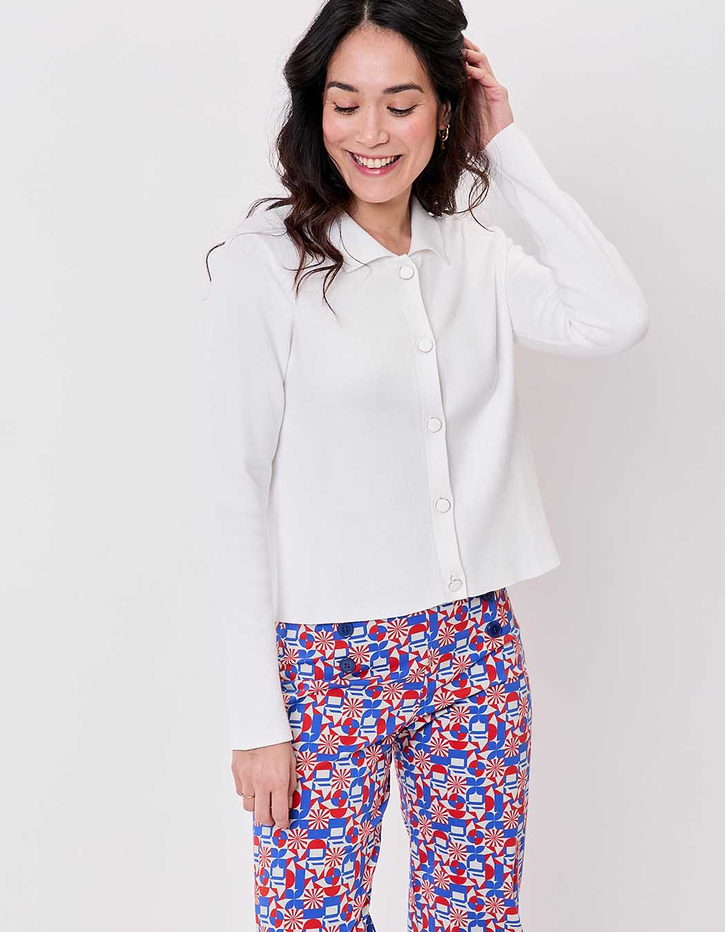 Gilet maille court droit imprimé Princesse Nomade