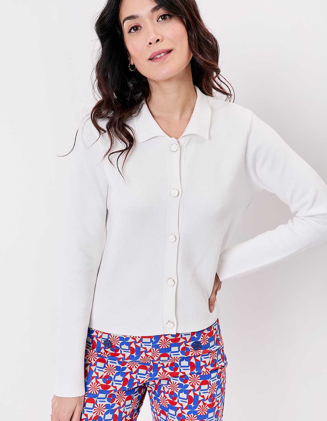 Gilet maille court droit imprimé Princesse Nomade