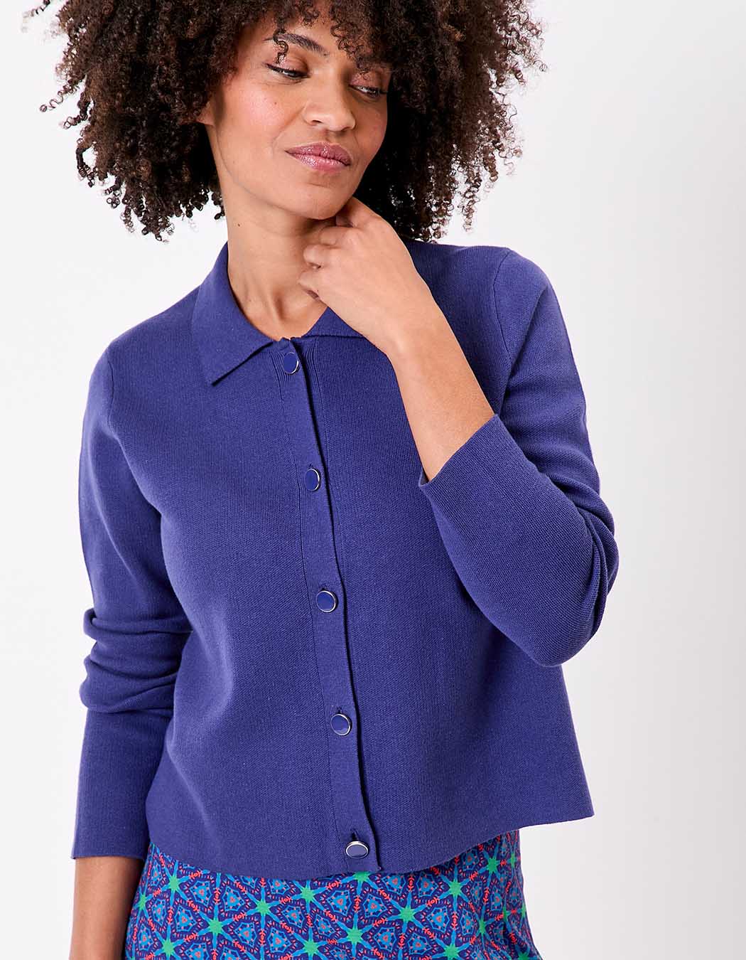 Gilet maille court droit imprimé Princesse Nomade