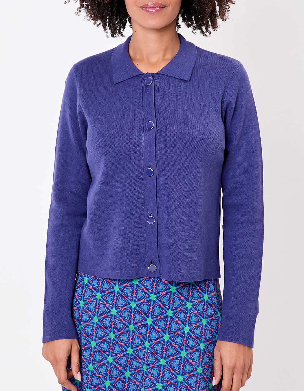 Gilet maille court droit imprimé Princesse Nomade