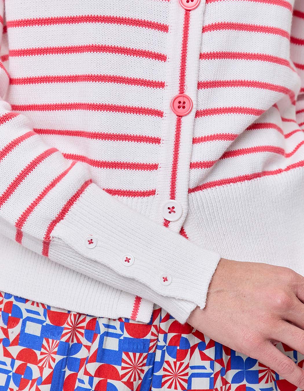 Gilet maille rayures col polo imprimé Princesse Nomade