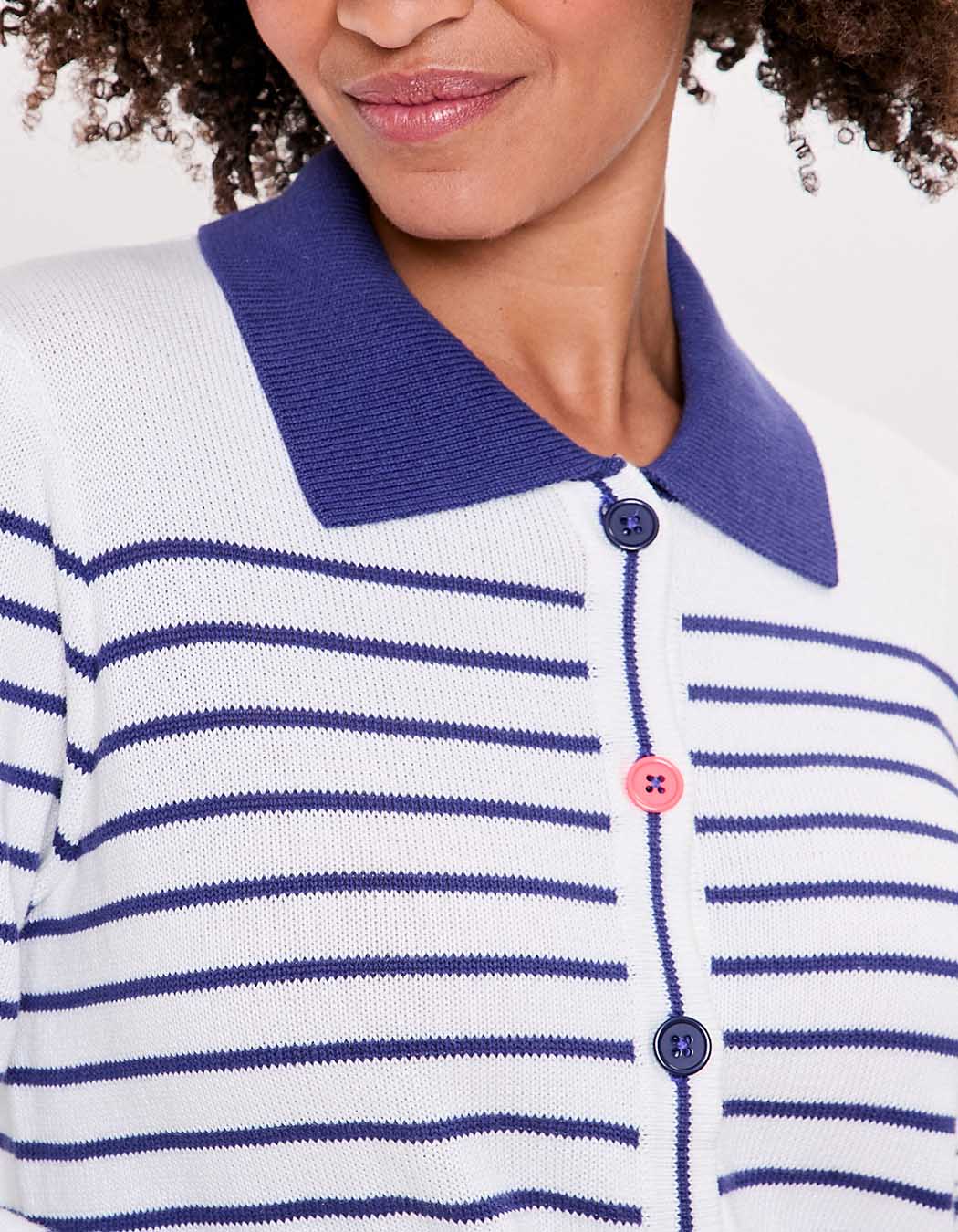 Gilet maille rayures col polo imprimé Princesse Nomade