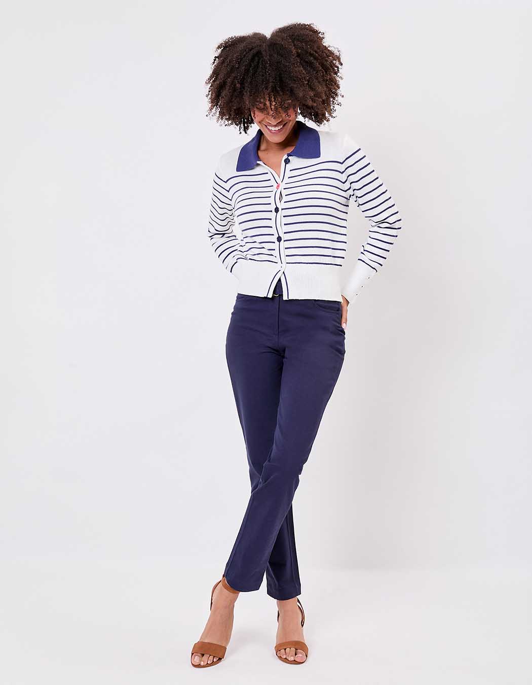 Gilet maille rayures col polo imprimé Princesse Nomade