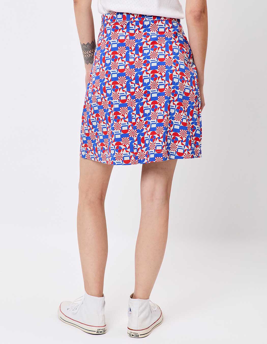 Jupe courte &eacute;vas&eacute;e coton stretch imprim&eacute; Princesse Nomade