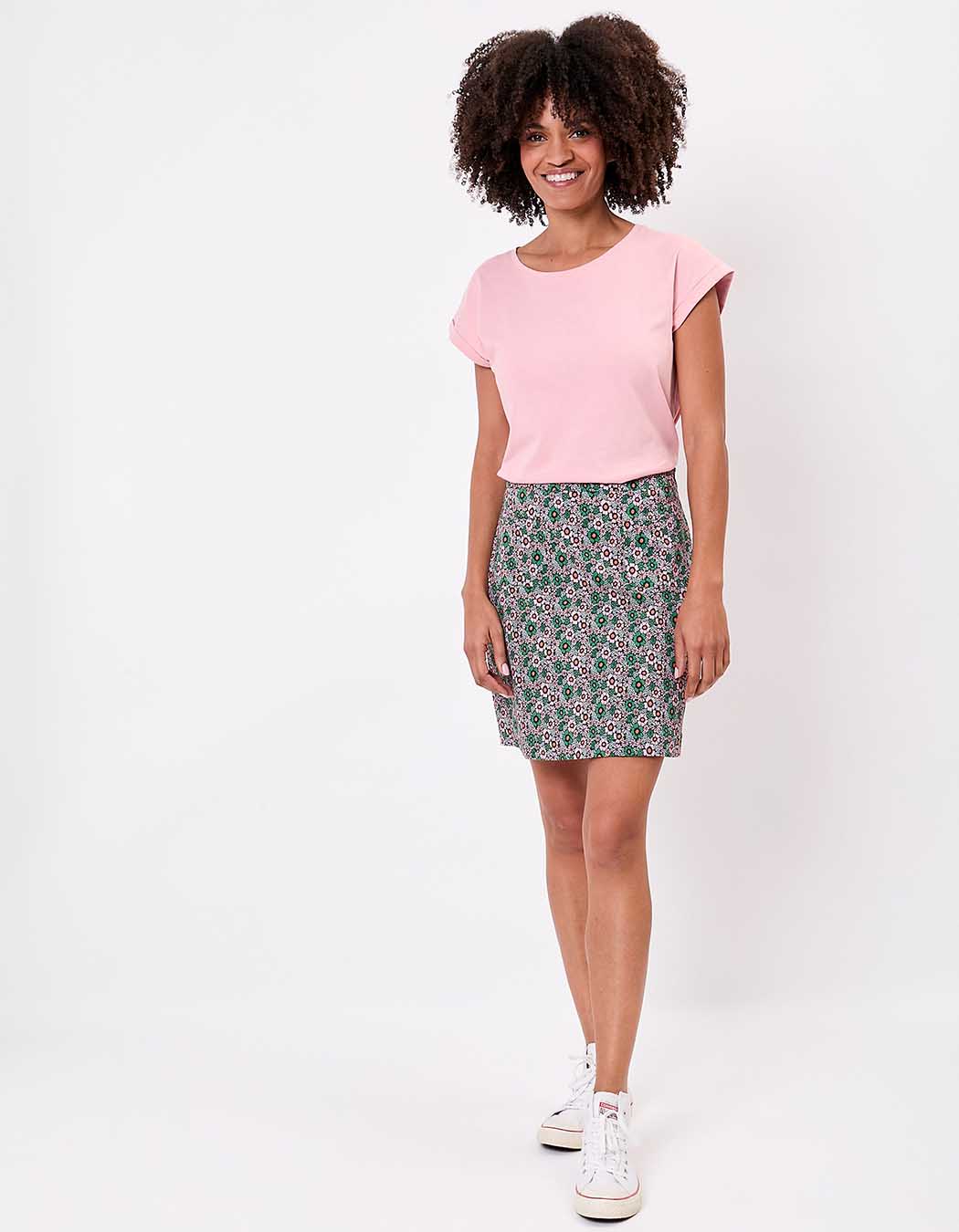 Jupe courte évasée coton stretch imprimé Princesse Nomade