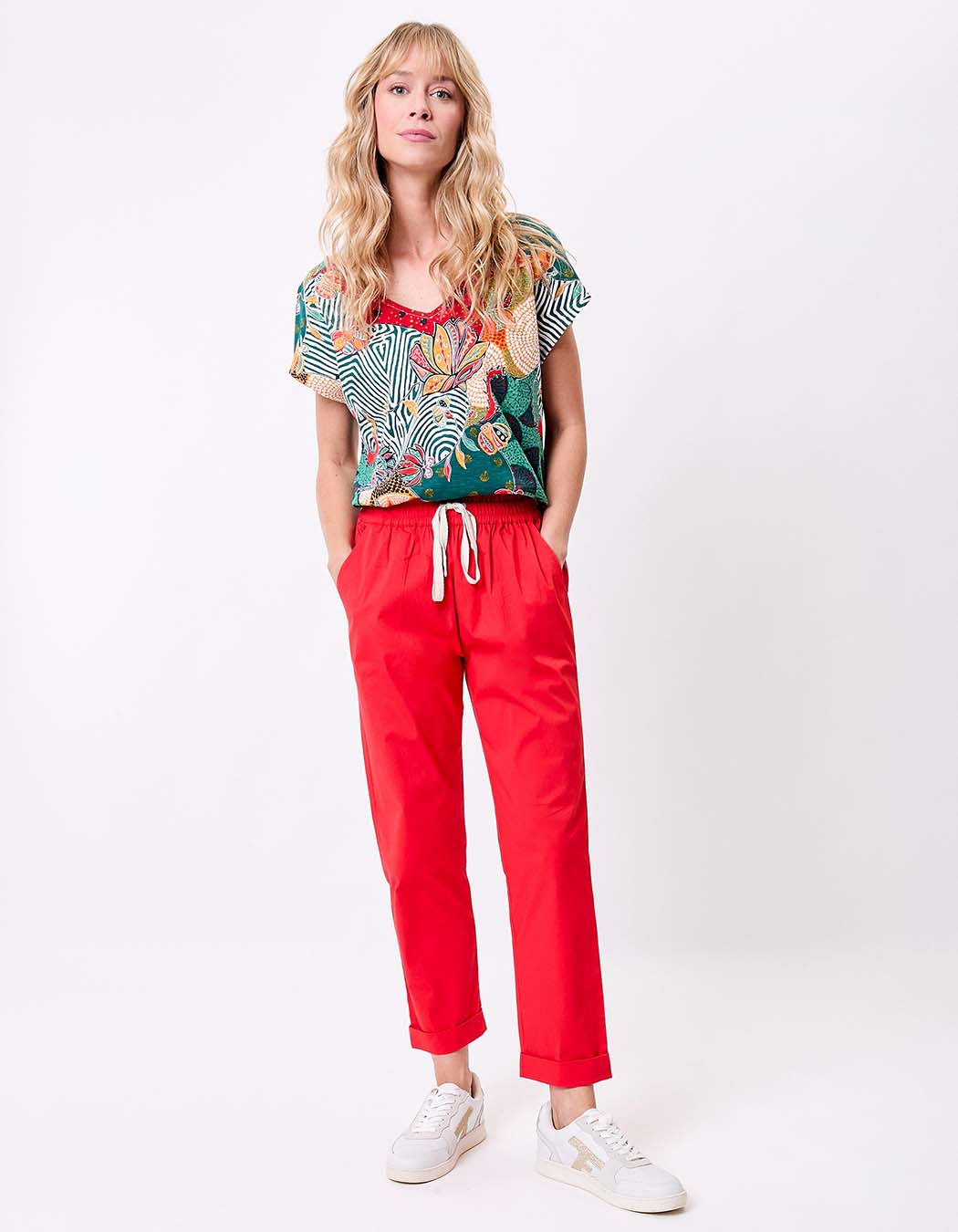 Pantalon chino élastiqué coton stretch imprimé Princesse Nomade