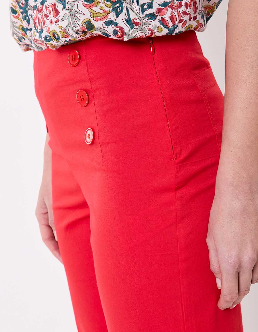 Pantalon à pont large coton stretch imprimé Princesse Nomade