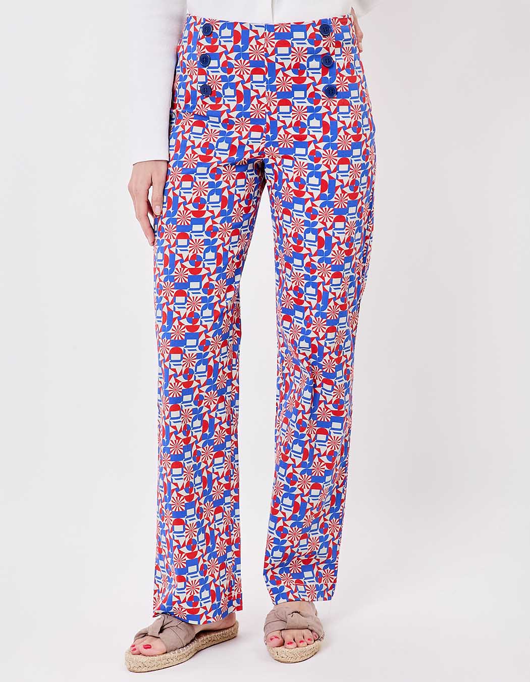 Pantalon à pont large coton stretch imprimé Princesse Nomade