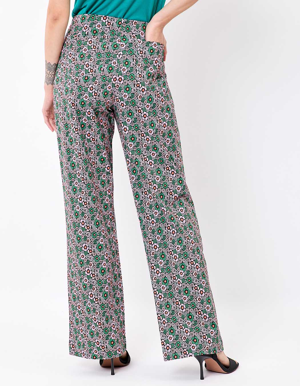 Pantalon à pont large coton stretch imprimé Princesse Nomade