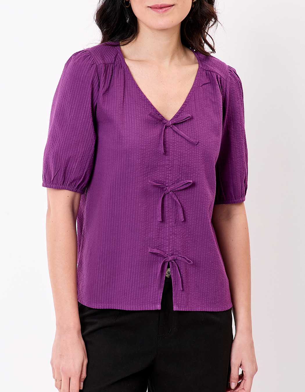 Blouse manches ballons coton gaufré imprimé Princesse Nomade