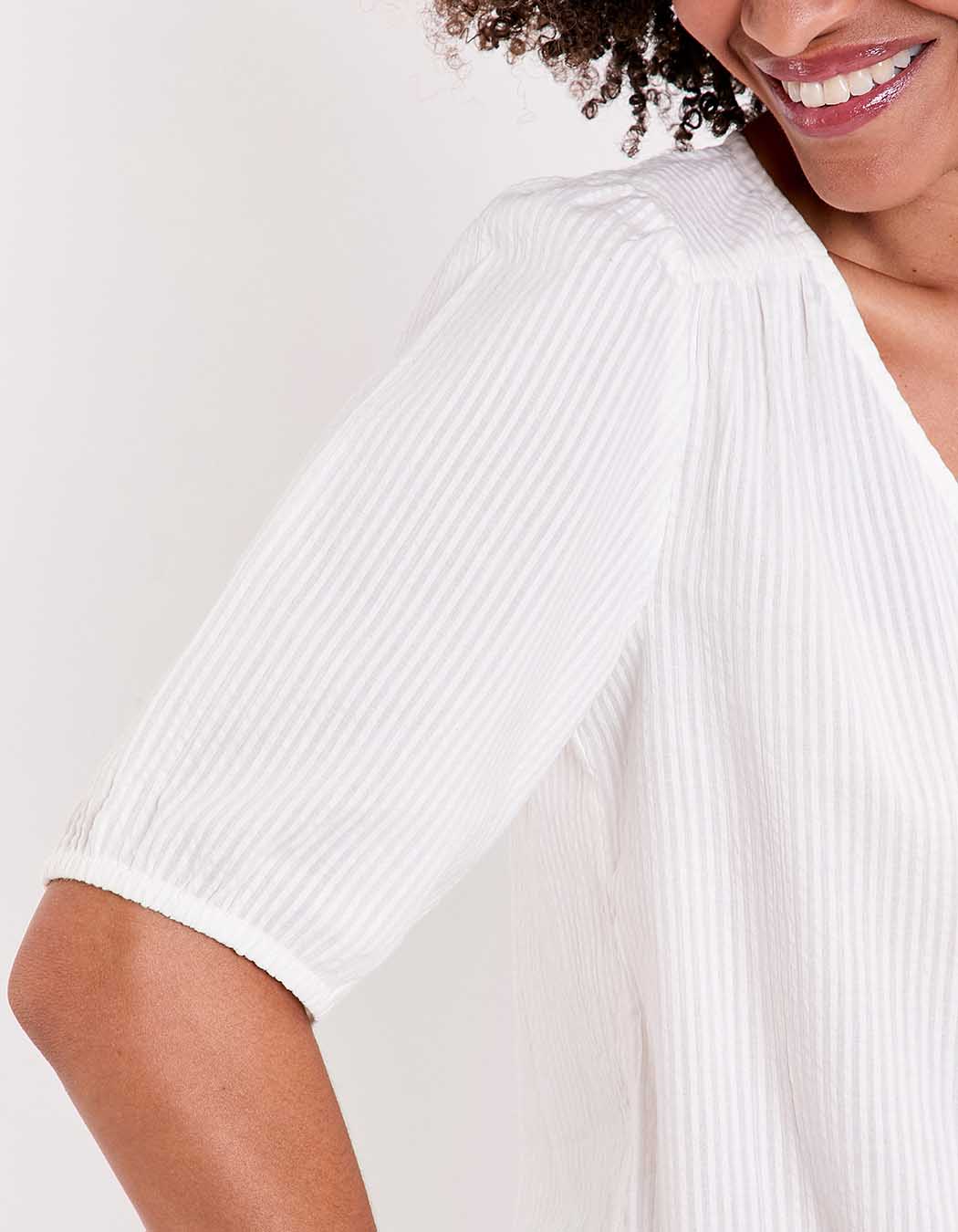 Blouse manches ballons coton gaufr&eacute; imprim&eacute; Princesse Nomade