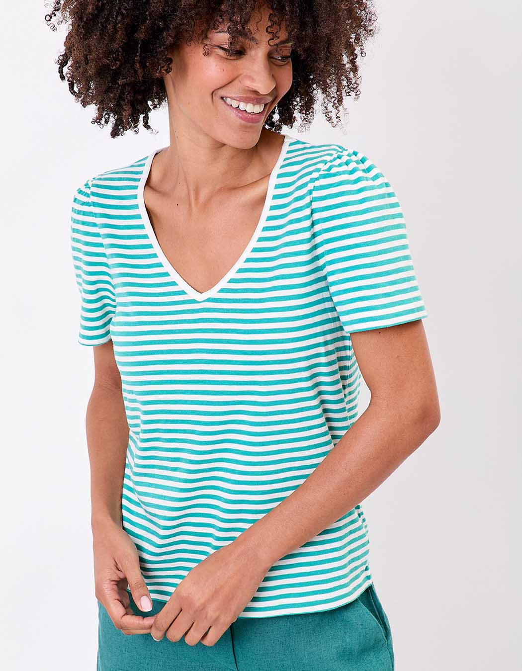 T-shirt rayures coton bio imprimé Princesse Nomade
