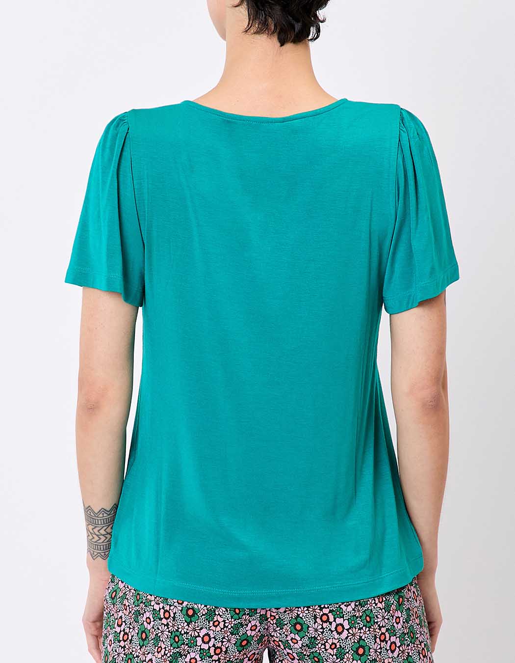 T-shirt maille fluide col V imprimé Princesse Nomade