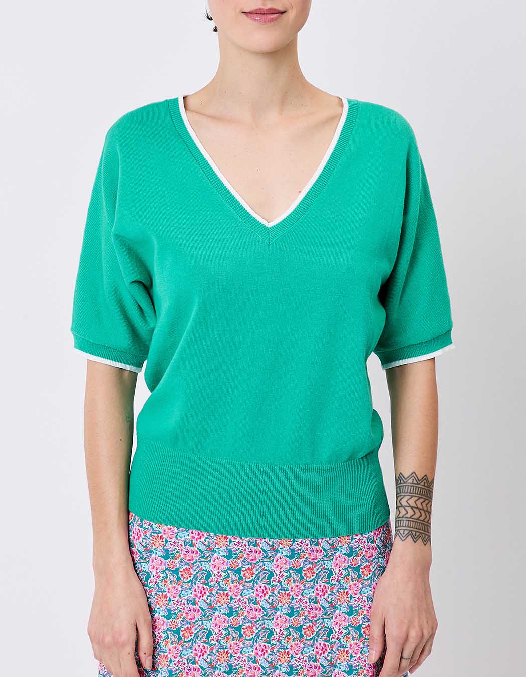 Polo coton col V imprimé Princesse Nomade