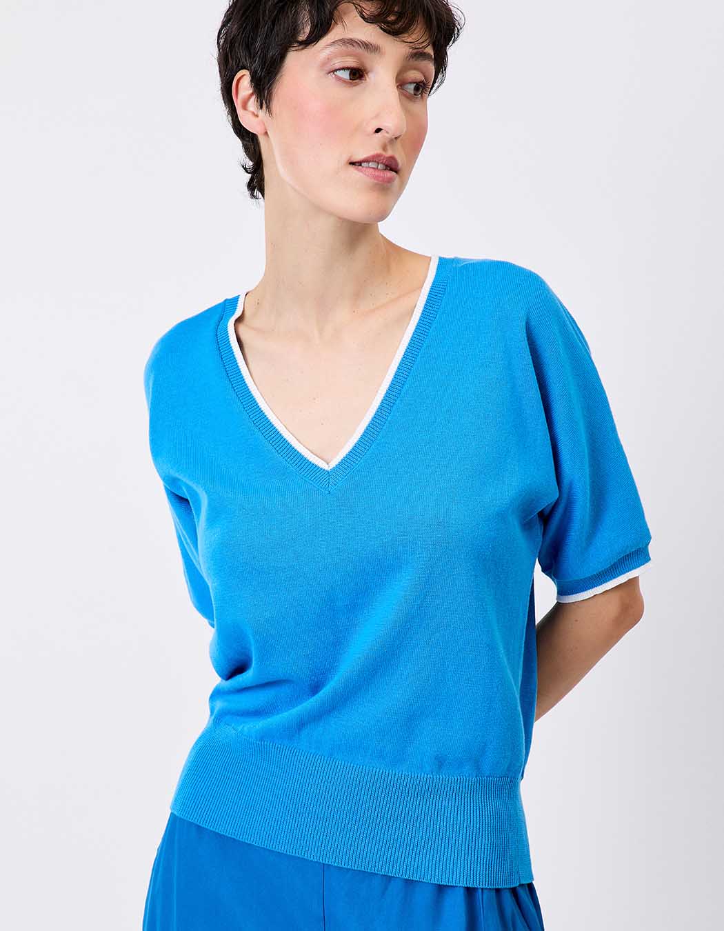 Pull léger en coton uni imprimé Princesse Nomade