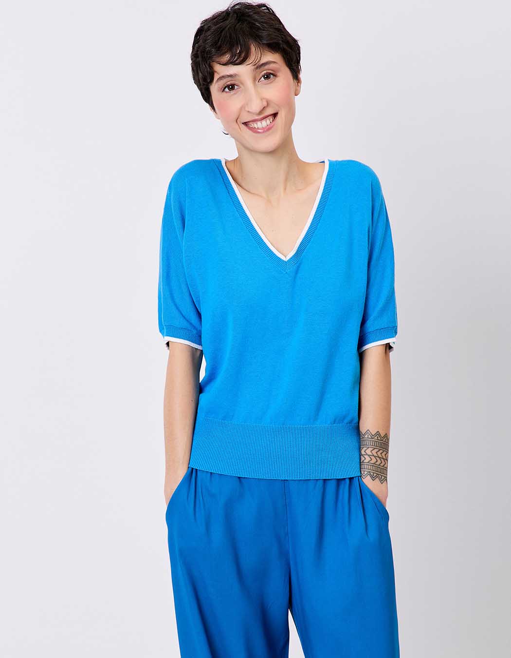 Pull léger en coton uni imprimé Princesse Nomade