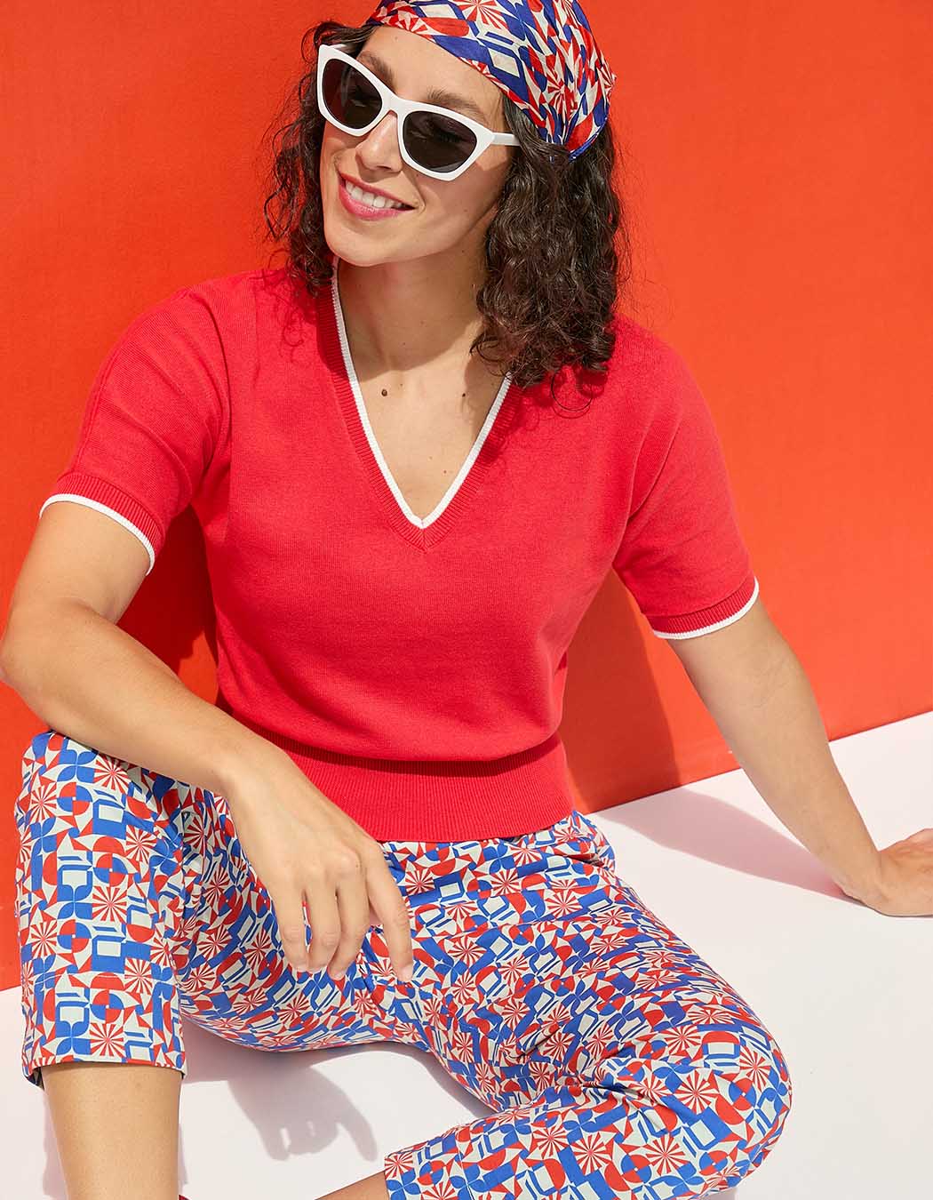 Pull l&eacute;ger en coton uni imprim&eacute; Princesse Nomade