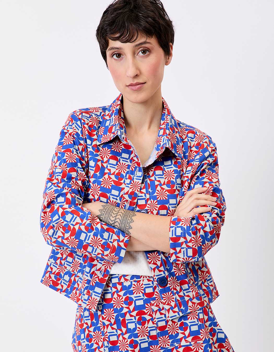 Veste courte coton stretch imprimé Princesse Nomade